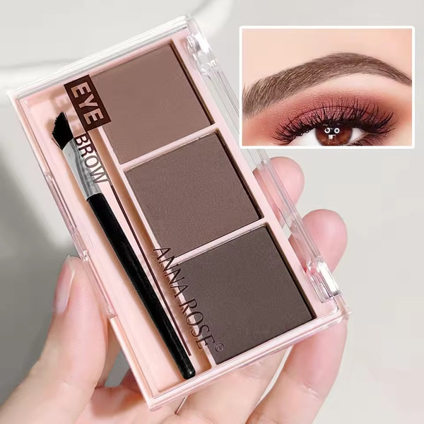 3-in-1 Eyebrow Palette for Powder Brows – Waterproof &amp; Long-lasting – 3 Colors + Brush