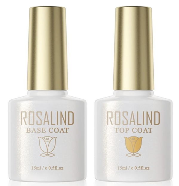 ROSALIND Base &amp; Top Coat Gel Polish Set 2x15ml – Long-lasting High Gloss Finish
